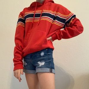 Pacsun LA Hearts Red Striped Hoodie Sweatshirt